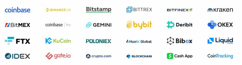 list of some of the supported exchanges by Coinpanda.