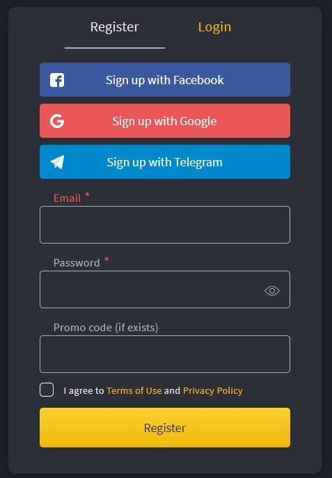 Jet-Bot sign up box requesting Email, and password.
