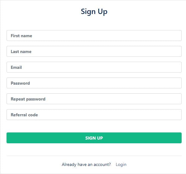 CryptoHero sign up box asking for information .