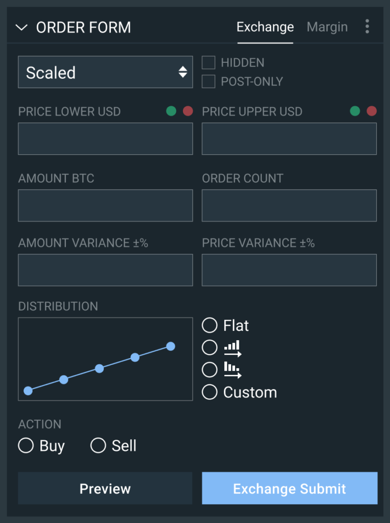 Advanced order types on Bitfinex will enable you to easily place orders.