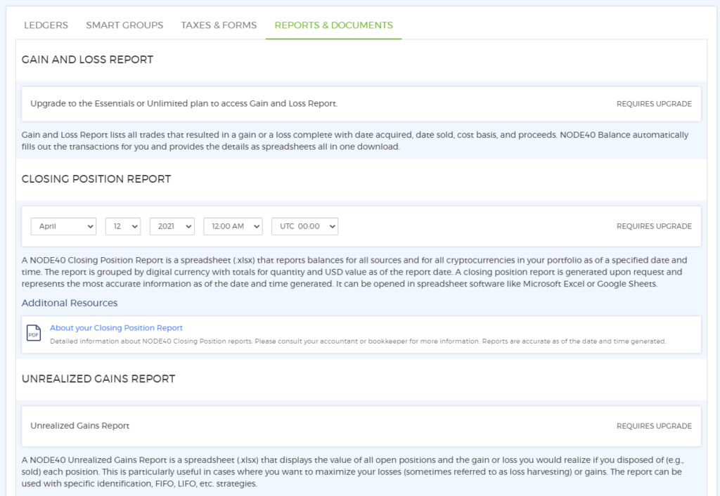 Generate your first report on NODE40.