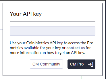 API keys are used to access CoinMetrics pro features.