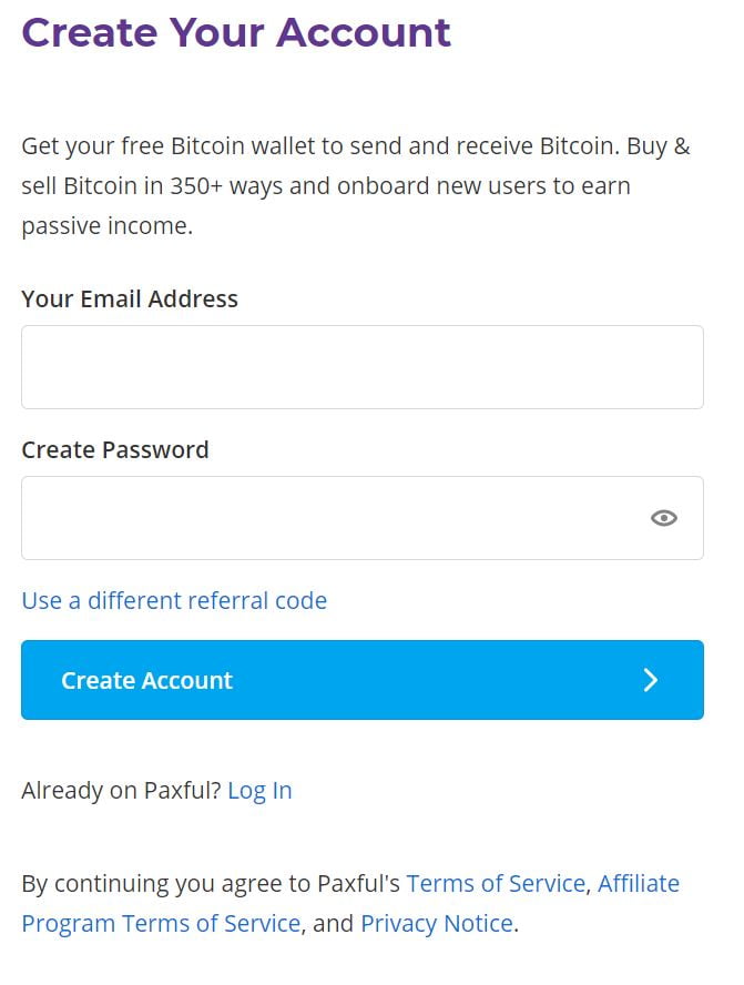 Sign-up on Paxful and start exchanging crypto.