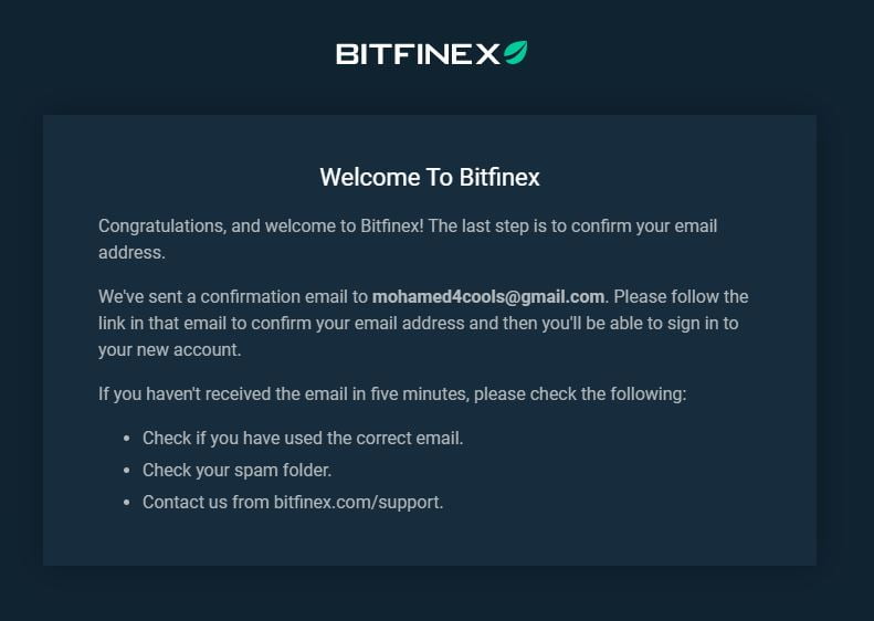 Verifying your account on Bitfinex.