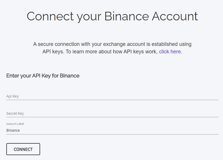 Enter your exchange's API key and private key.