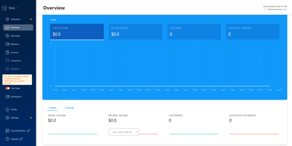 Crypto.com Pay Merchant Dashboard.