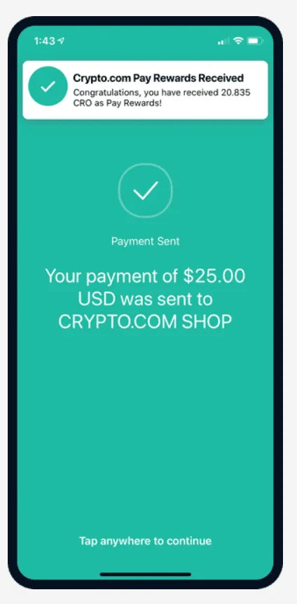 Cashback on Crypto.com Pay.