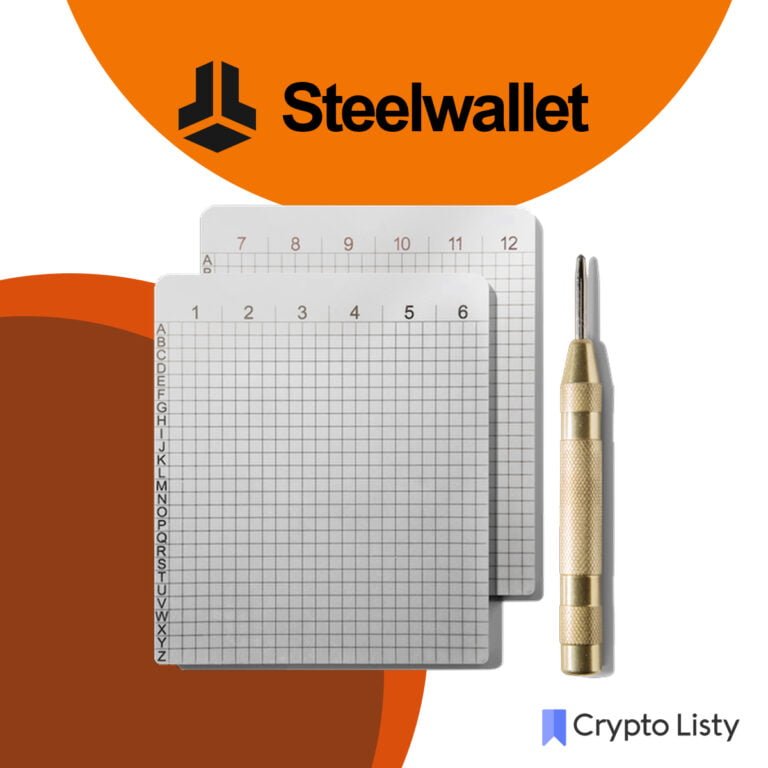 Steelwallet Cold Wallet Backup Compatible with Ledger Nano S, Trezor, and KeepKey Hardware Wallets.