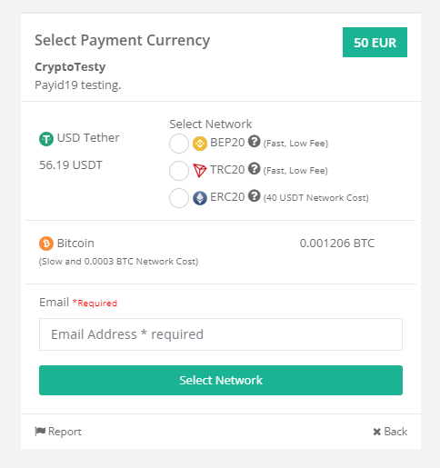 Payid19 payment window.