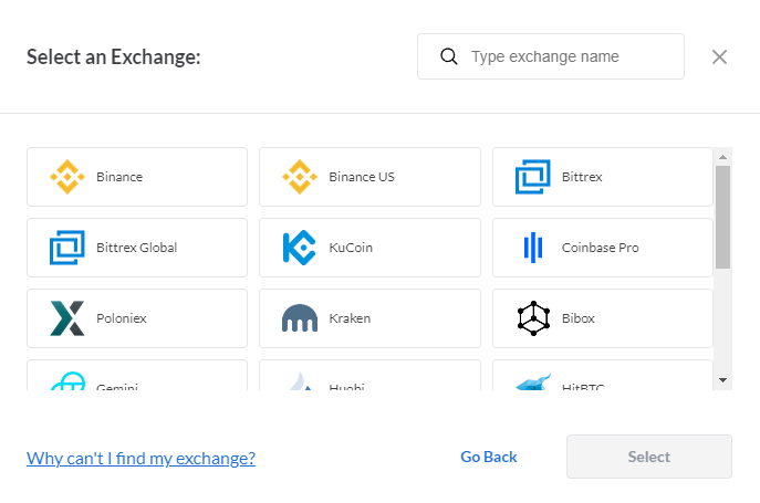 Select your exchange.