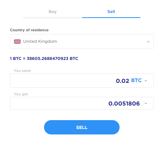 Selling cryptocurrency on ChangeHero.