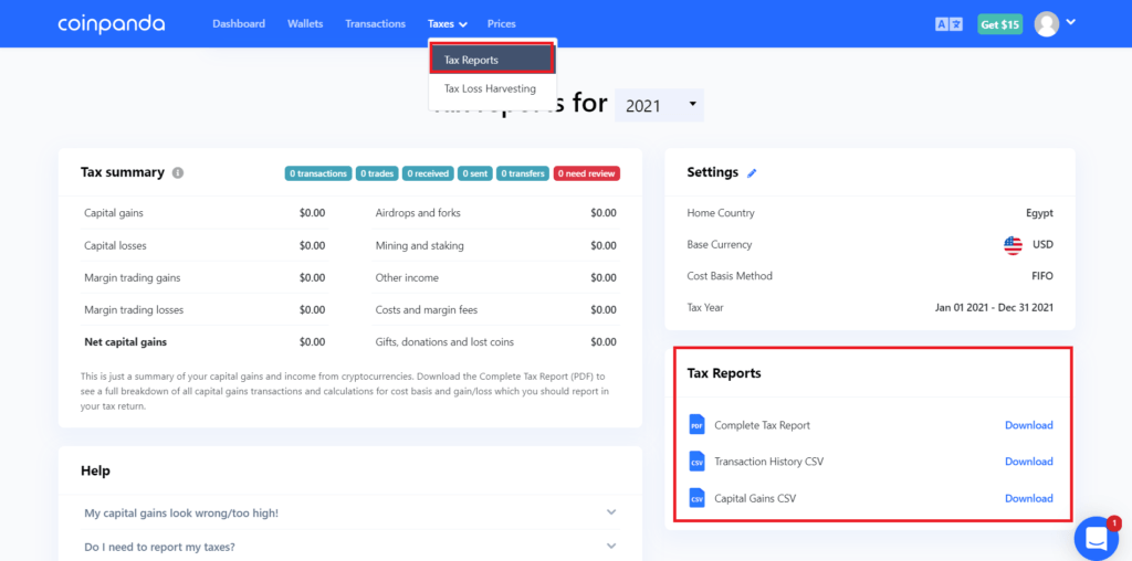 Generatig tax reports on Coinpanda becomes very easy.